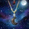 21786cb66c31e2d731c19a17d53f9987 The Lunar Guardian: Silver Obsidian Starry Crescent Pendant