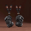 Shared Fortune Guardians : Matching Natural Obsidian Pixiu Pendant Couples Set