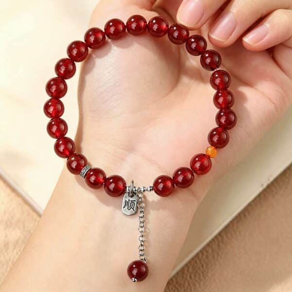 The Smooth Sail: Natural Garnet Good Luck Bracelet