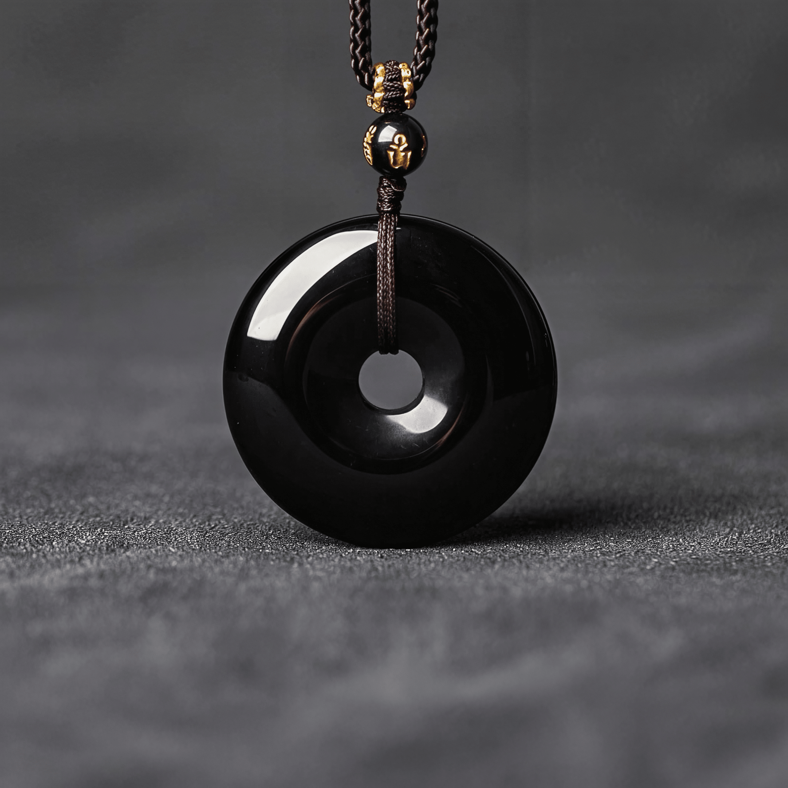 The Peace Keeper: Natural Golden Sheen Obsidian Lucky Pendant - Black Obsidian Pendant