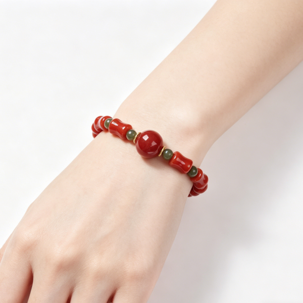 bf6a2b73c13d144dac7392913f9a6750 Steady Rise Bracelet: Bamboo-Shaped Red Agate Bracelet