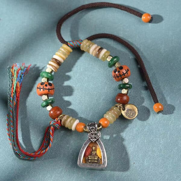 sku-1-A款 The Grounding Guardian: Natural Sheep Horn Handstrung Bracelet
