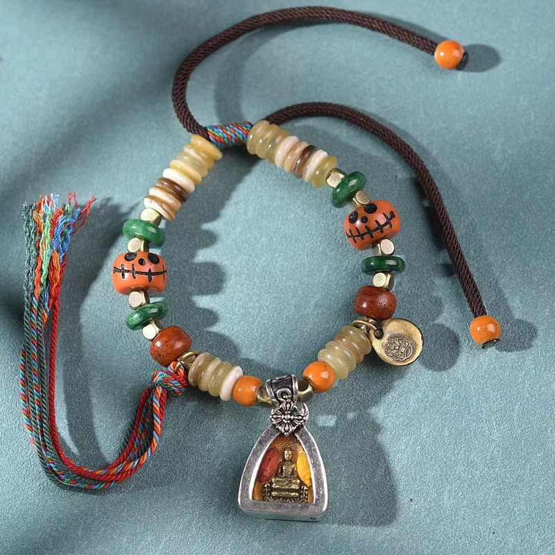 The Grounding Guardian: Natural Sheep Horn Handstrung Bracelet - Style A