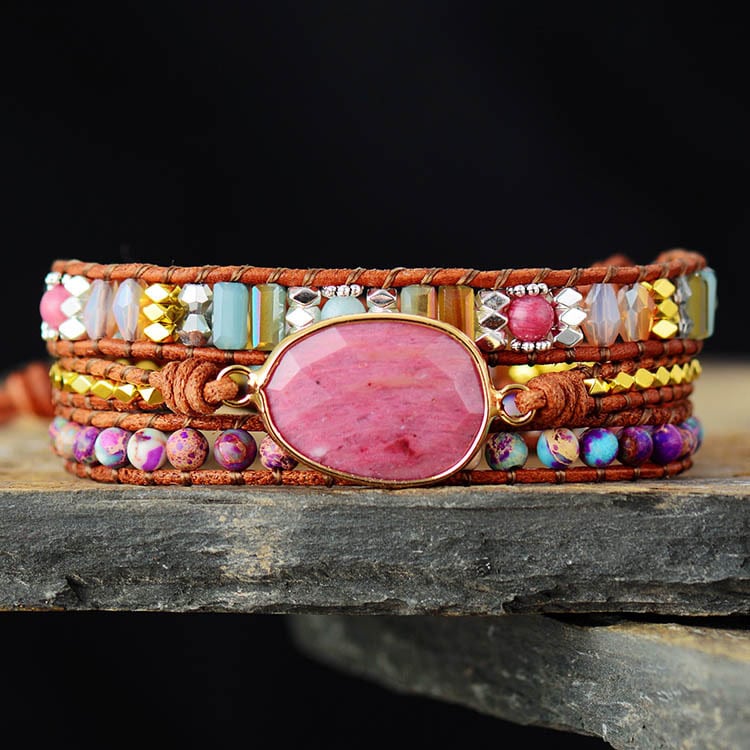 Heartwarming Amulet: Natural Red Jadeite Wrapped Bracelet - Ancient Original Hue