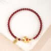 sku-1-珠径4mm Natural Garnet Lucky Horse Fortune Bracelet