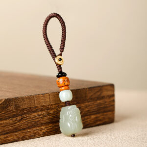 The Fortune Guardian: Hand-Carved Hetian Jade Pixiu Key & Bag Hanging Charm