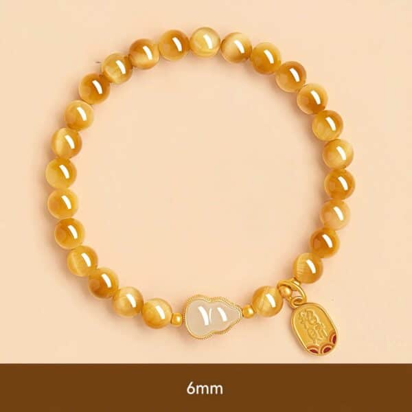 sku1-6mm The Fortune Gourd: Golden Tiger's Eye & Hetian Jade Luck Bracelet