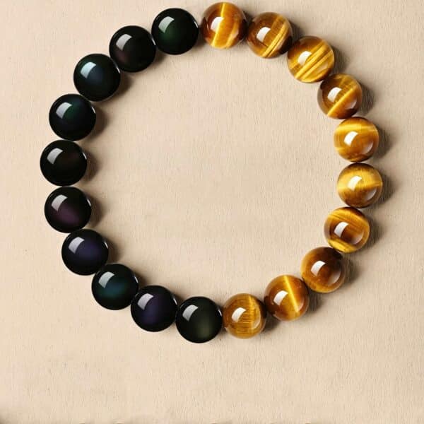 sku10mm Rainbow Obsidian & Tiger's Eye Energy Bracelet