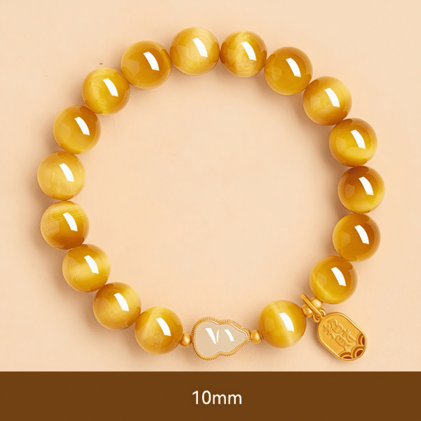 sku3-10mm The Fortune Gourd: Golden Tiger's Eye & Hetian Jade Luck Bracelet