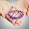 The Calm Bloom: Double Strand Natural Amethyst & Enamel Lotus Bracelet