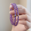 The Calm Bloom: Double Strand Natural Amethyst & Enamel Lotus Bracelet