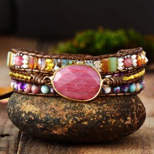 Heartwarming Amulet: Natural Red Jadeite Wrapped Bracelet