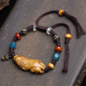 Hand-Carved Tibetan Bone PiXiu Adjustable Bracelet