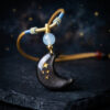 主图-1 The Lunar Guardian: Silver Obsidian Starry Crescent Pendant