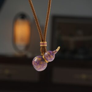 Purple Fortune Gourd: Handcrafted Protective Pendant