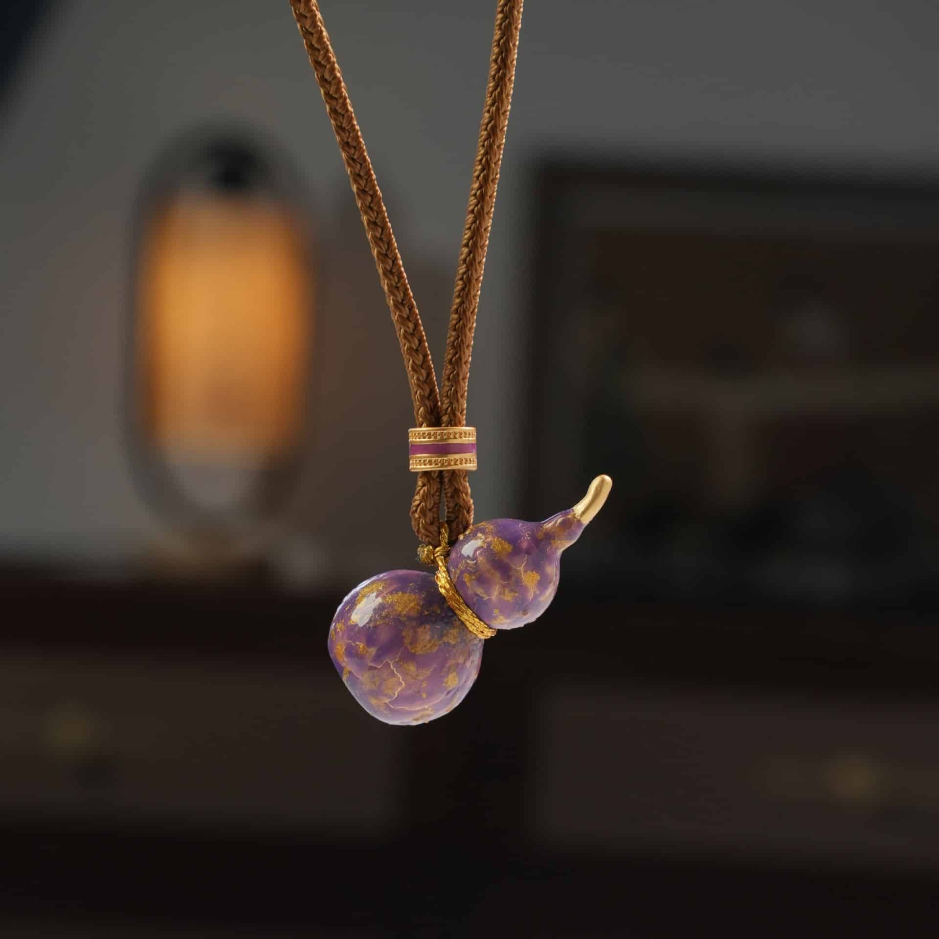 Purple Fortune Gourd: Handcrafted Protective Pendant