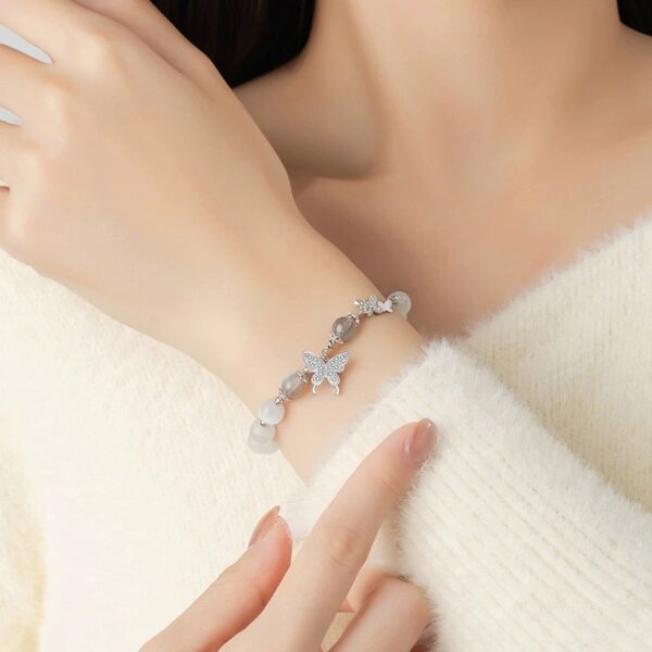925 Sterling Silver Swallowtail Butterfly & Cat's Eye Bracelet