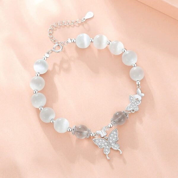 925 Sterling Silver Swallowtail Butterfly & Cat's Eye Bracelet