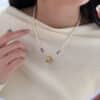 Purple Enamel Rocking Horse & Swarovski Pearl Necklace