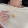 Yellow Enamel Rocking Horse & Swarovski Pearl Necklace