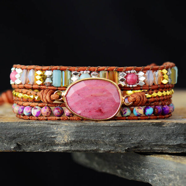 主图-4 Heartwarming Amulet: Natural Red Jadeite Wrapped Bracelet