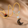 主图-4 The Lunar Guardian: Silver Obsidian Starry Crescent Pendant