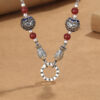 Double Koi Silver & Red Agate Necklace