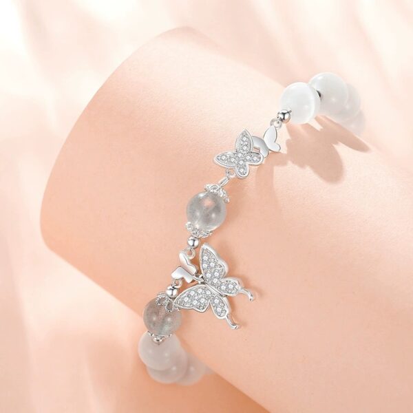 925 Sterling Silver Swallowtail Butterfly & Cat's Eye Bracelet