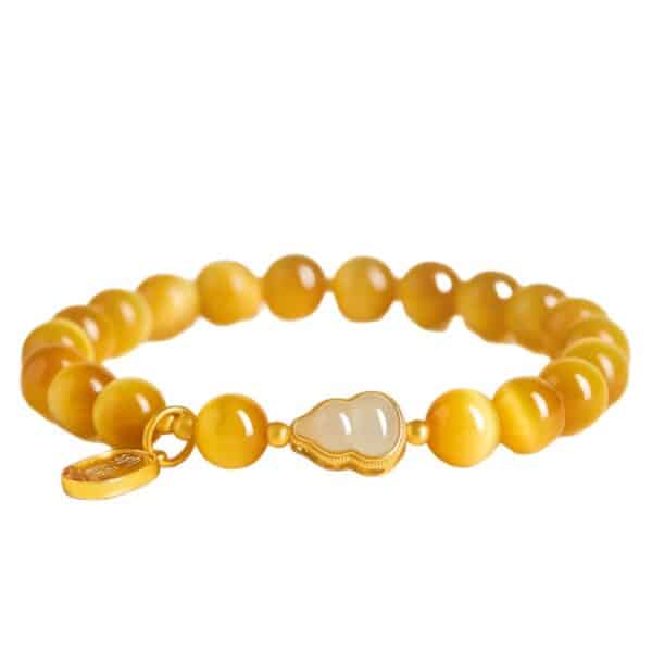 The Fortune Gourd: Golden Tiger's Eye & Hetian Jade Luck Bracelet