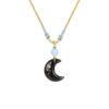 主图-5 The Lunar Guardian: Silver Obsidian Starry Crescent Pendant