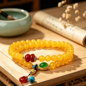 Natural Yellow Agate Double-Wrap Bracelet