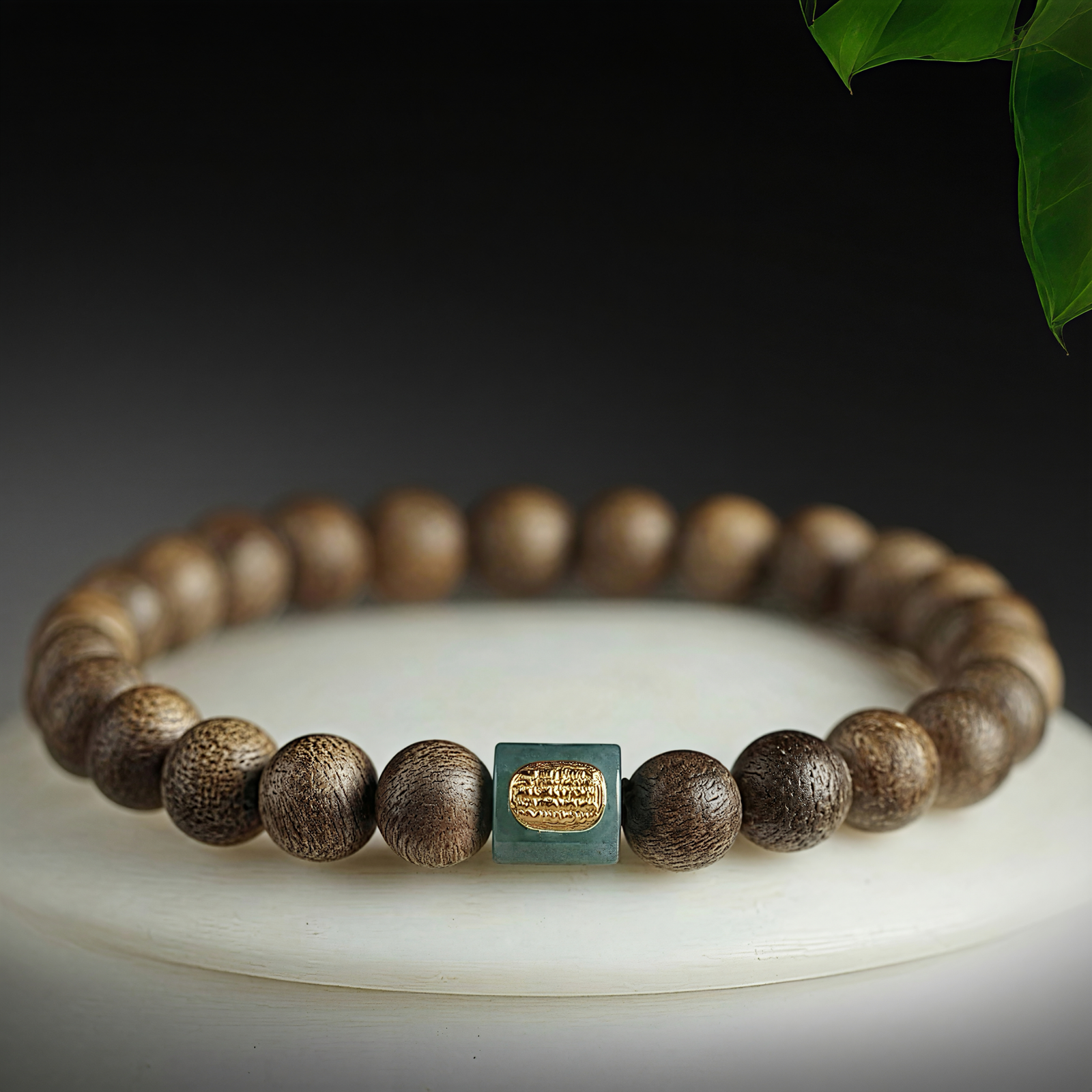 The Path Opener: Natural Agarwood & Jade Lulutong Mala Bracelet - 6mm