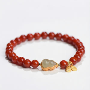 Natural Agate Hetian Jade Fortune Gourd Bracelet