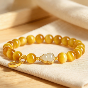 The Fortune Gourd: Golden Tiger's Eye & Hetian Jade Luck Bracelet