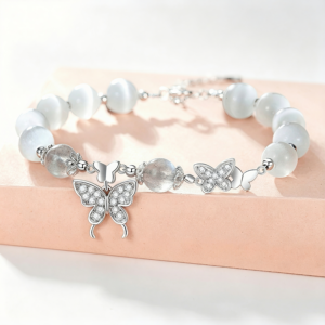 925 Sterling Silver Swallowtail Butterfly & Cat's Eye Bracelet