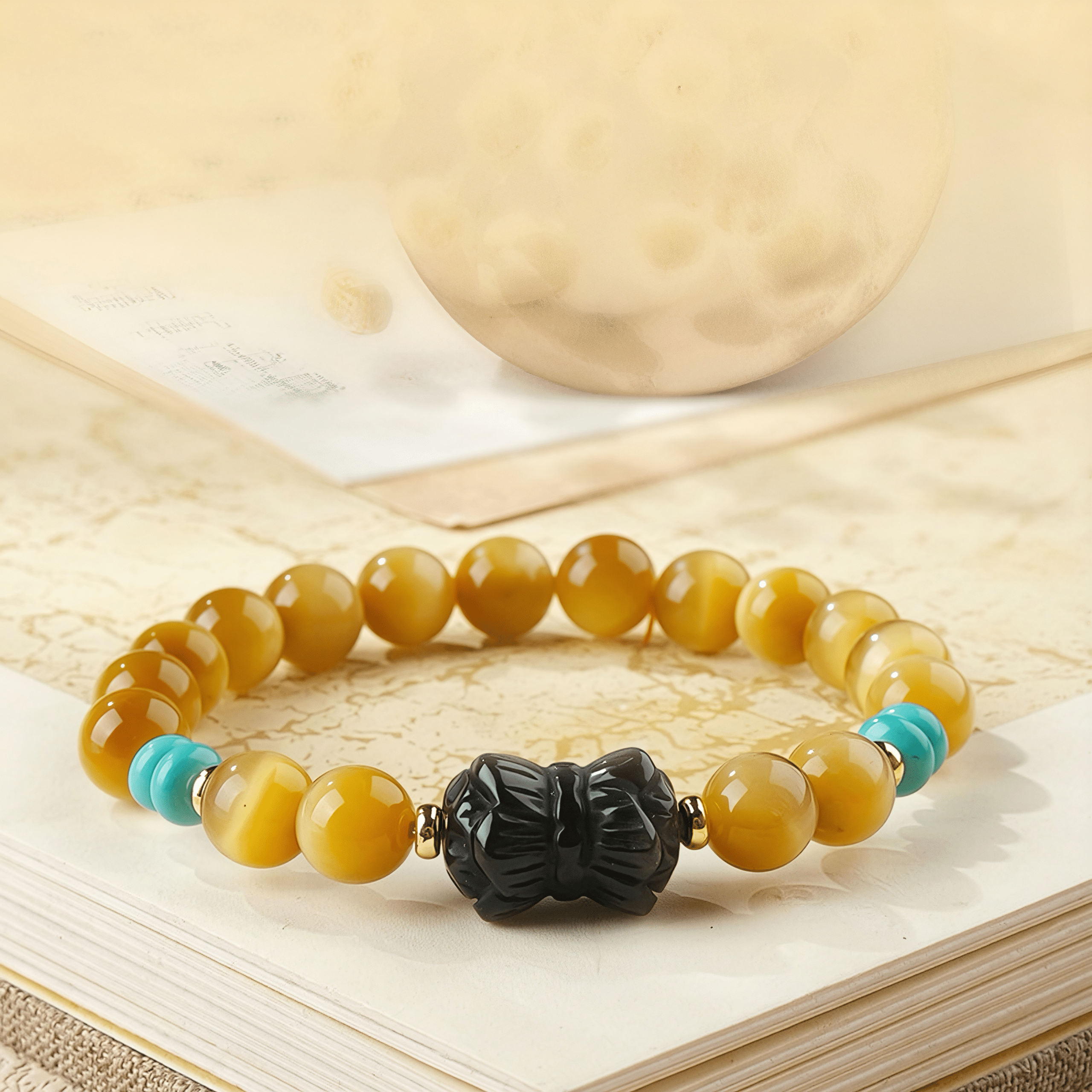 The Courage Spark: Natural Golden Tiger's Eye Beaded Bracelet