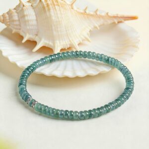 Natural Blue Water Jadeite Abacus Bead Bracelet