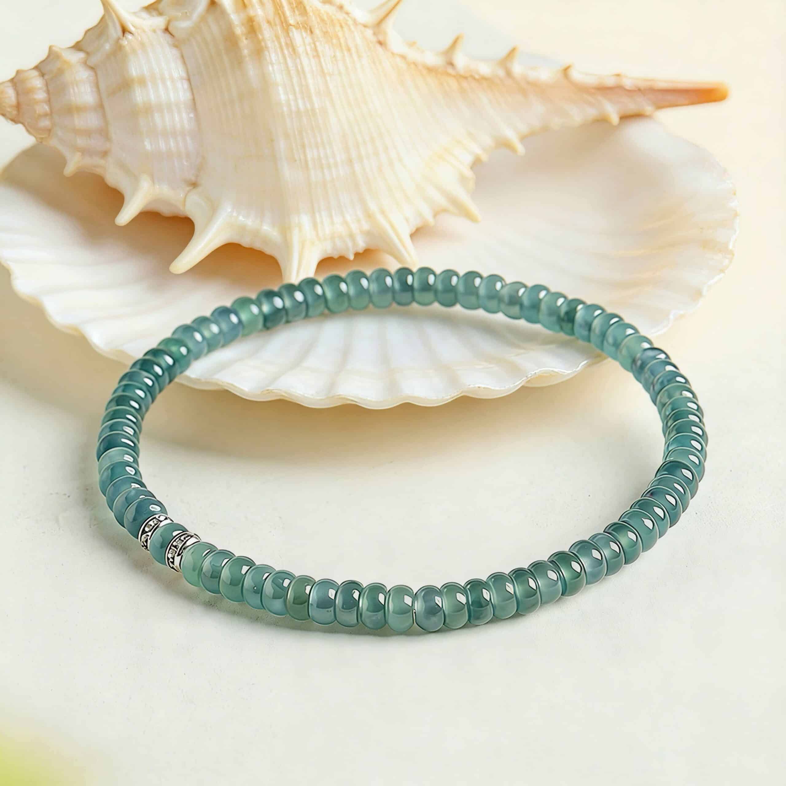 Natural Blue Water Jadeite Abacus Bead Bracelet