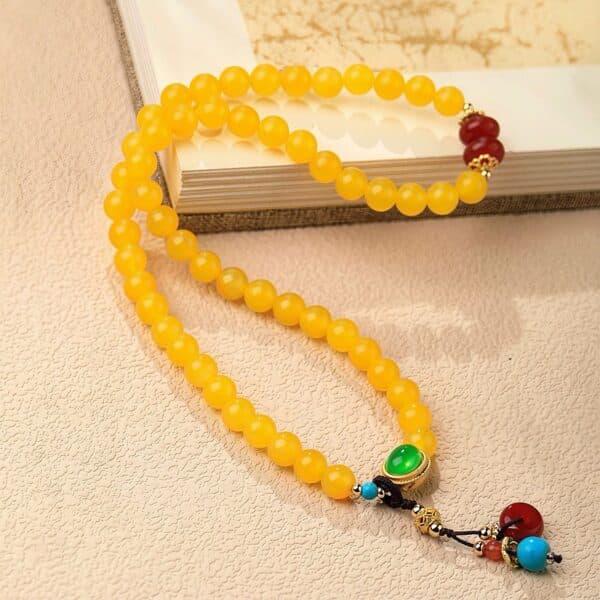 Natural Yellow Agate Double-Wrap Bracelet