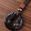 The Abundance Guardian: Natural Obsidian Double Pixiu Peace Buckle Pendant
