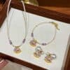 Purple Enamel Rocking Horse & Swarovski Pearl Necklace