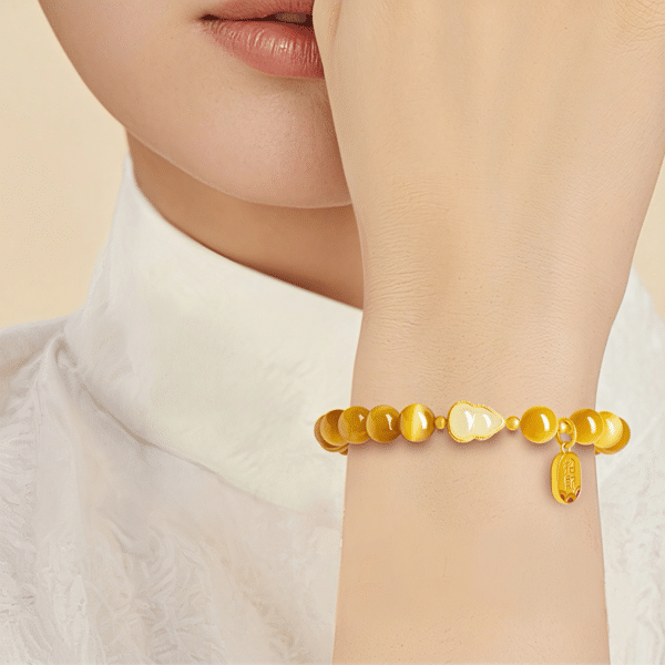 The Fortune Gourd: Golden Tiger's Eye & Hetian Jade Luck Bracelet