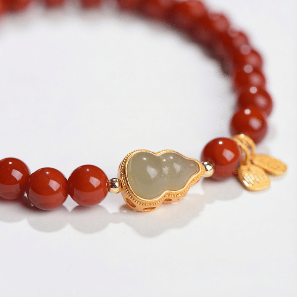 主图3 Natural Agate Hetian Jade Fortune Gourd Bracelet