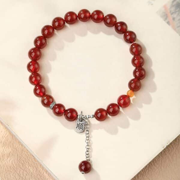 The Smooth Sail: Natural Garnet Good Luck Bracelet