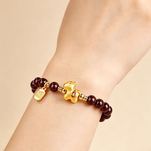 Natural Garnet Lucky Horse Fortune Bracelet
