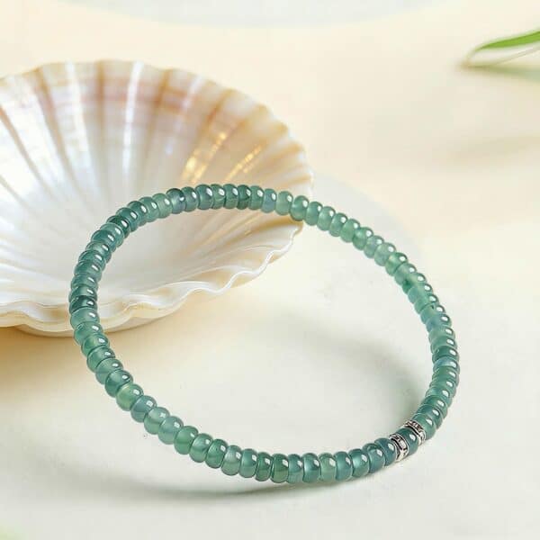 Natural Blue Water Jadeite Abacus Bead Bracelet