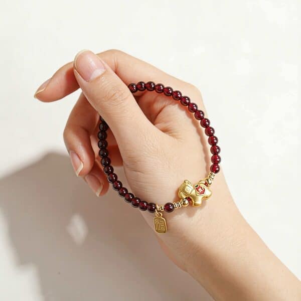 Natural Garnet Lucky Horse Fortune Bracelet