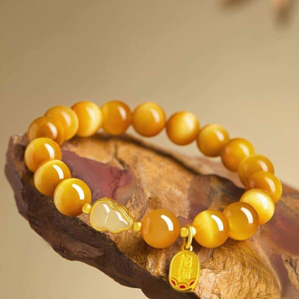 The Fortune Gourd: Golden Tiger's Eye & Hetian Jade Luck Bracelet