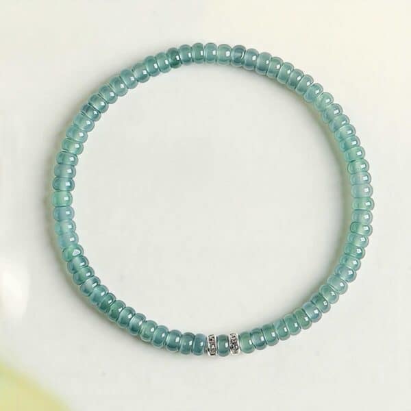 Natural Blue Water Jadeite Abacus Bead Bracelet