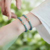 The Fortune Gourd: Blue Water Jade Beaded Bracelet Lucky Gourd Charm